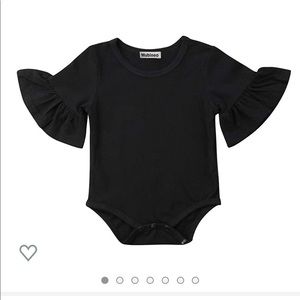 Black baby bodysuit with bell sleeves